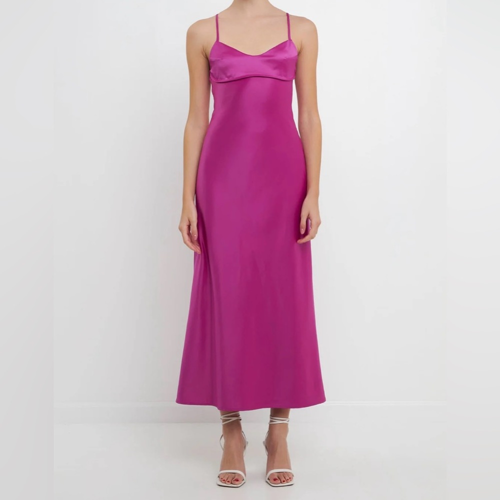 Satin Cut-Out Maxi Dress